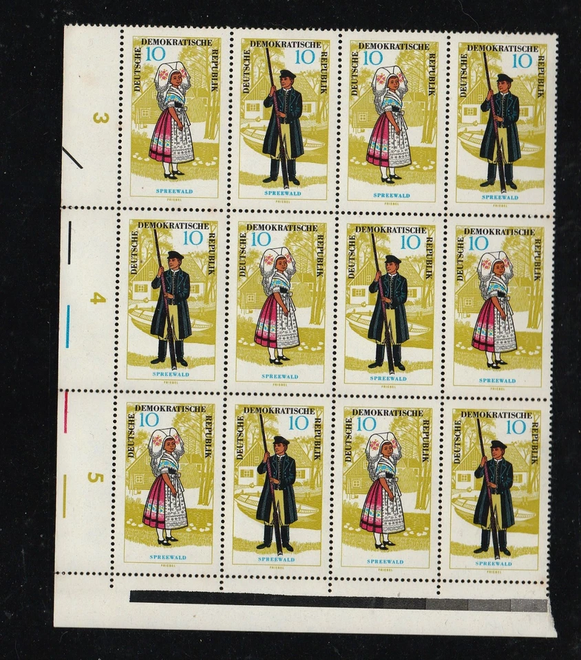 DDR Volkstrachten I 12er Eckrandblöcke postfrisch, Mi.-Nr. 1074-1079 - Bild 4 von 4