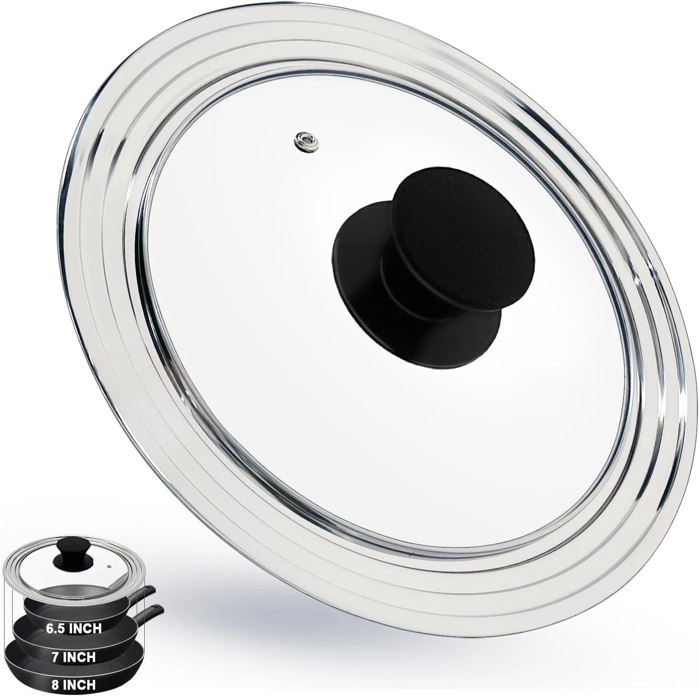 8 Inch Universal Pans Lid, Stainless Steel Pots Lid Fit 6.5, 7,8 Inch Pots and P