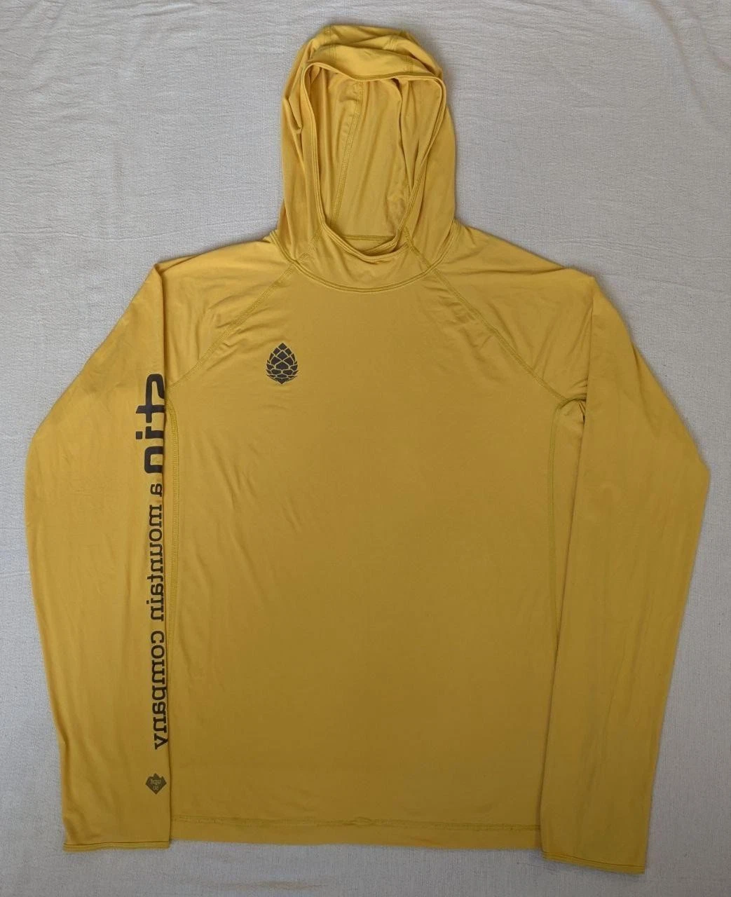 Stio Sun Hoodie Shirt Mens Large Yellow UPF 50 Long Sleeve Hiking Performance