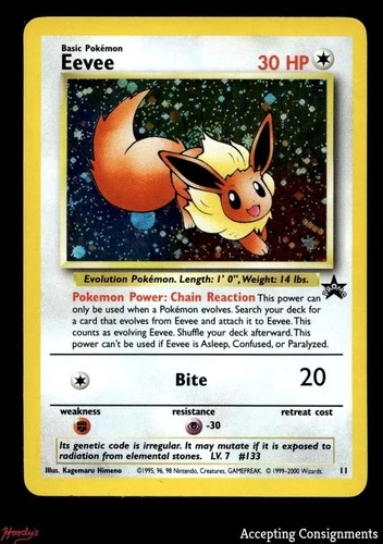 2000 Pokemon Wizards of the Coast Black Star Promos Pokemon League #11 Eevee