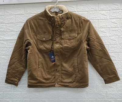 New Rainforest Jacket Mens XL Brown Corduroy Sherpa Lined Trucker