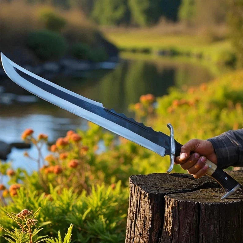 Custom Handmade Carbon Steel Blade Viking Machete Sword | Hunting Sword Camping