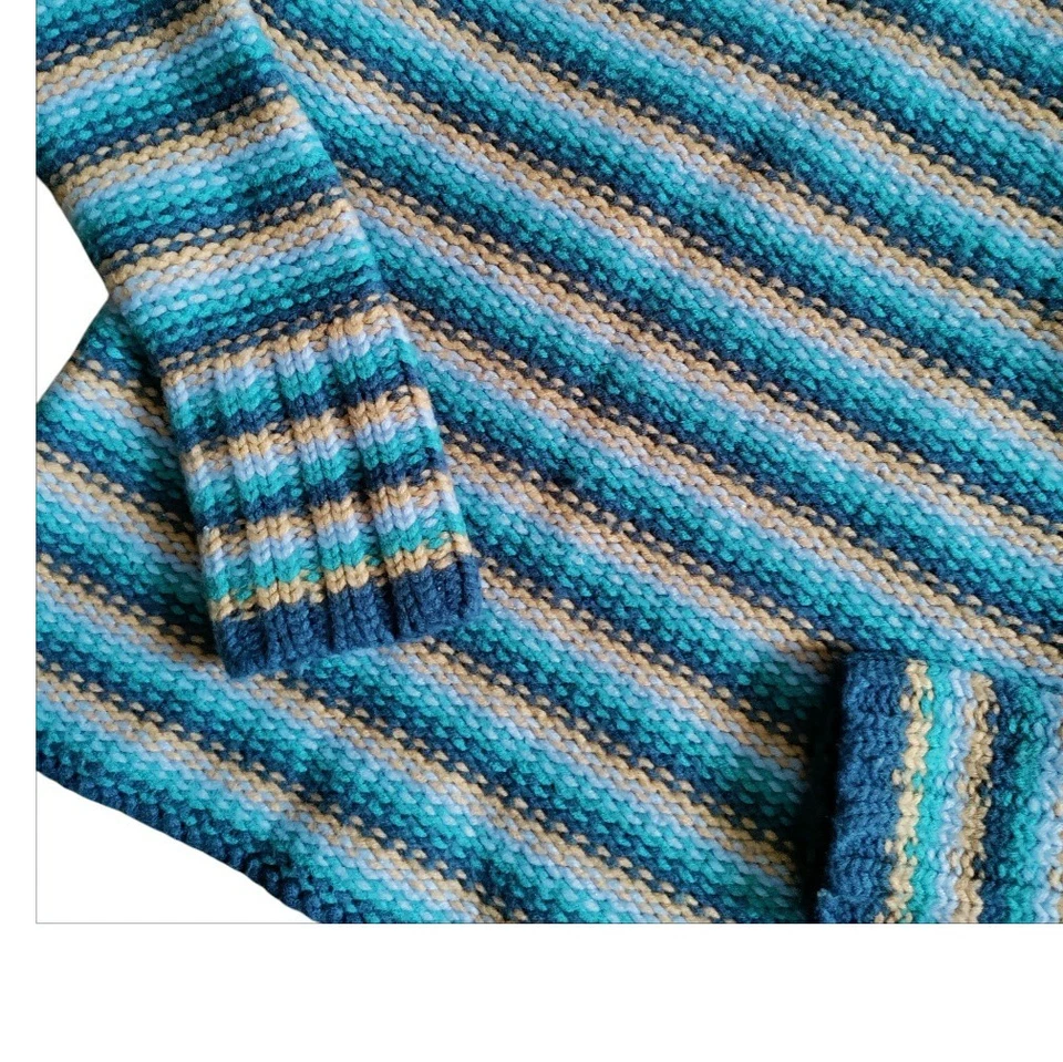 Suéter De Colección 2001 Gap Mezcla de Lana Azul Rayas Grueso Tejido Cuello Alto Y2K Para Mujer L Foto 4 de 4