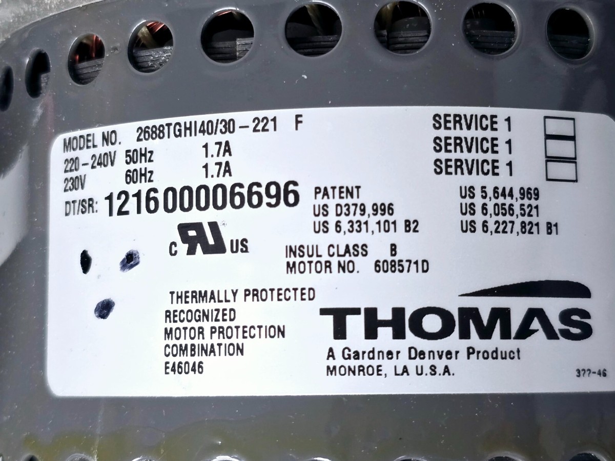 nkページ Thomas 2688TGHI40/30-221 F Compressor Vacuum Pump 2 Stage 50/60 HZ