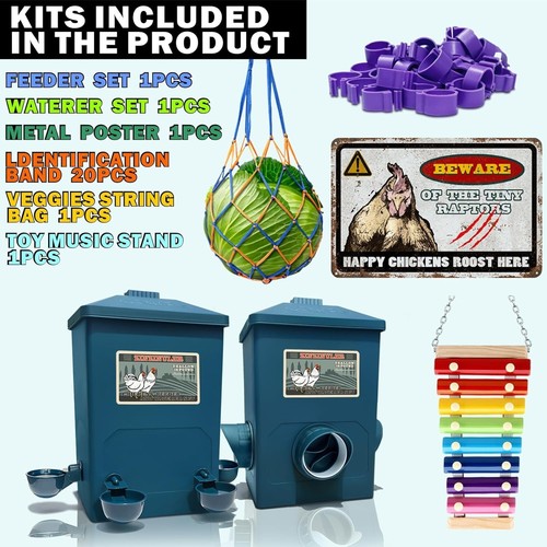 Automatic Port Chicken Feeder and Cup Waterer Set - Chicken Coop Accessories,... - Picture 3 of 10