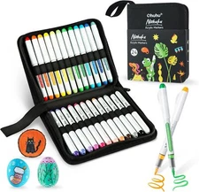 Ohuhu Acrylic Paint Markers Direct Liquid: 24 Colors Flexible Brush Tip - Nahuku