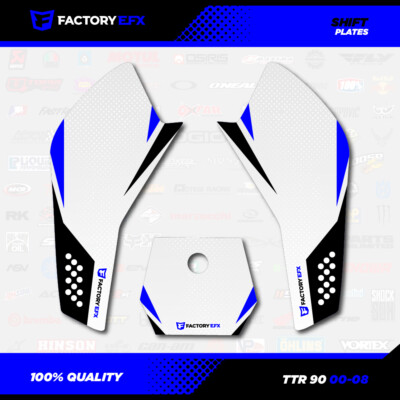White & Blue Racing Graphics Kit For Yamaha TTR90 2000-2008 – Full Decal Set