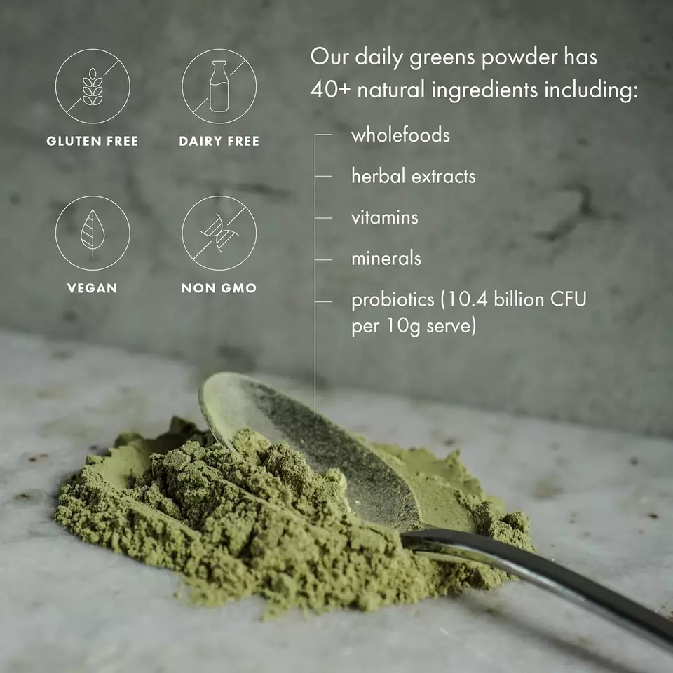 WelleCo The Super Elixir - Daily Greens Powder,Vegan Hair & Lemon & Ginger, 300g - Image 2 of 4