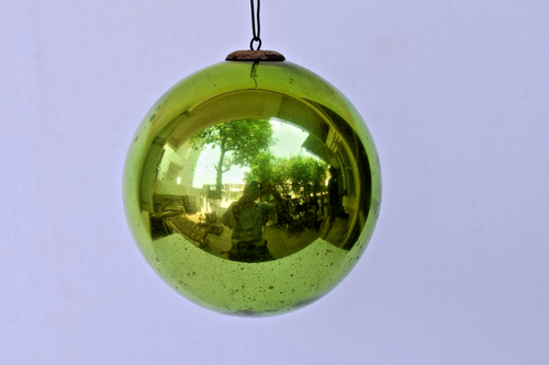 Ghirlanda Ornamentale In Vetro Al Mercurio Gobbo 72L - Colore Crema Opaco Invecchiato Per Albero Di Natale - 2