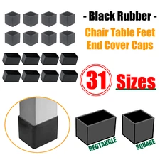Square/Rectangle Rubber Chair Table Feet Furniture End Cover Caps Various Sizes