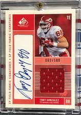 2003 SP GAME USED TONY GONZALEZ, #FFS-TG, AUTO, JERSEY, SERIAL #062/100, HOF