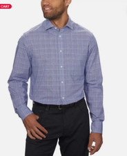 Tommy Hilfiger Men  s Regular Fit Dress Shirt, BLUE PLAID, L 16/16.5 NWD