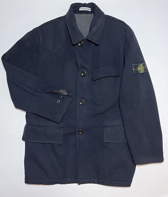 Vintage Stone Island 1984/86 Wool Montgomery Caban Trench Green Edge Badge. Selten