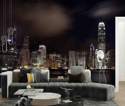 3D City Night Scene Self-adhesive Removable Wallpaper Murals