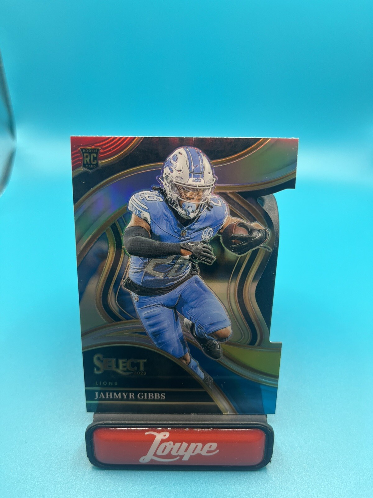 Jahmyr Gibbs 2023 Panini Select Club Level Red & Yellow Die-Cut RC #266 Lions