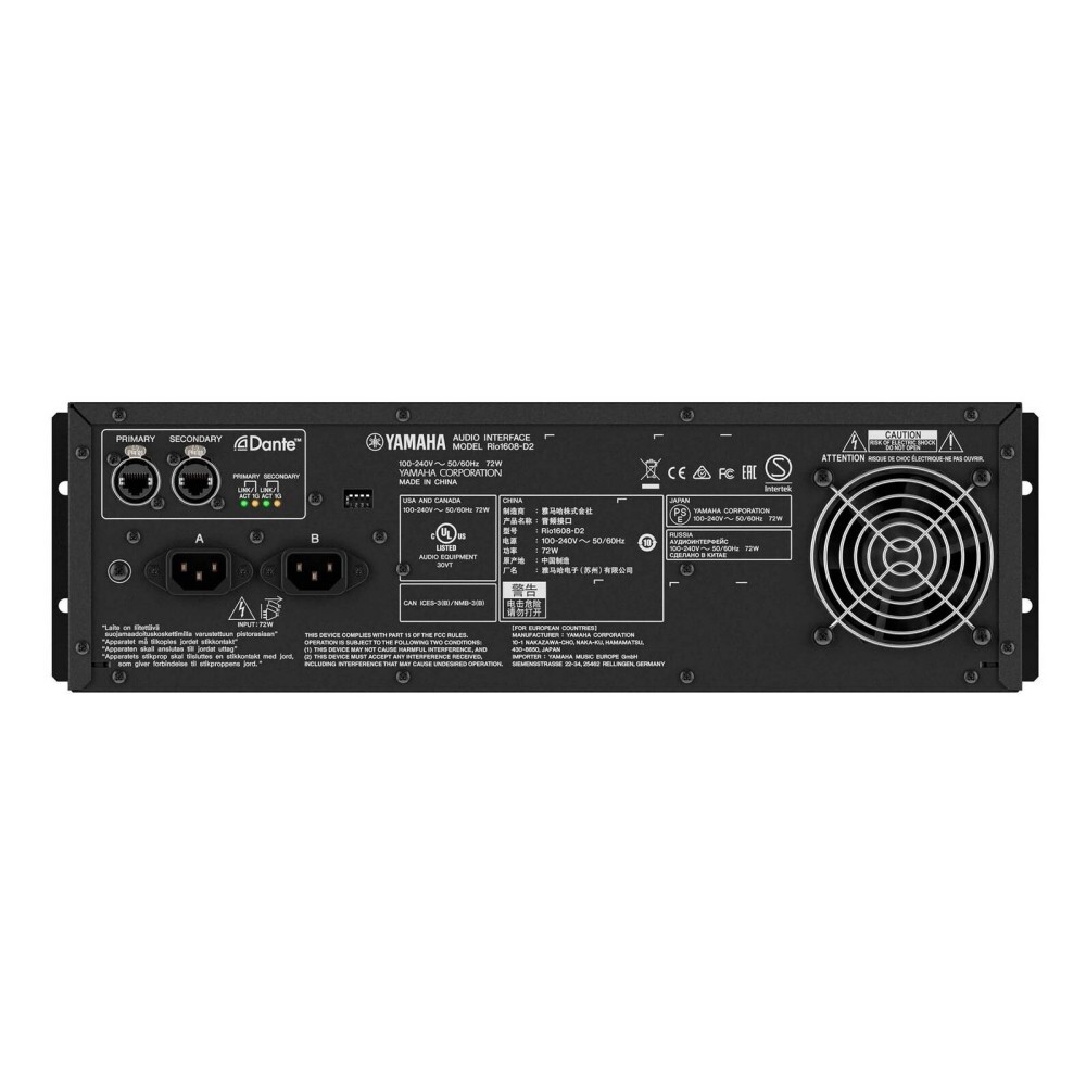 Yamaha Rio1608-D オーディオインターフェイス Rio1608 YAMAHA RIO1608-D2 Rackmount 16 Channel Digital Network