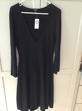Torrid Rayon Blend  Long Sleeve Black Crisscross Skater Sweater Dress 1X14/16 NW