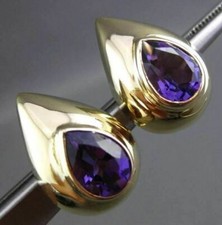 ESTATE LARGE 3.0CT EXTRA FACET AMETHYST 14K YELLOW GOLD CLIP ON EARRINGS 23691