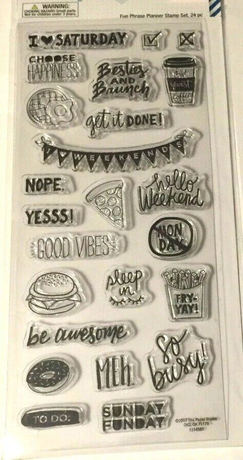 Stamping The Paper Studio AGENDA 52 divertido juego de sellos planificador de frases 24 piezas FIN DE SEMANA Foto 2 de 4