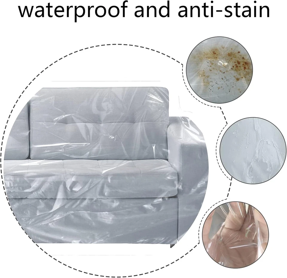 Cubierta de sofá de plástico 84" W X 40" D X 36" RH X 18" FH cubierta de sofá de plástico para Foto 3 de 4