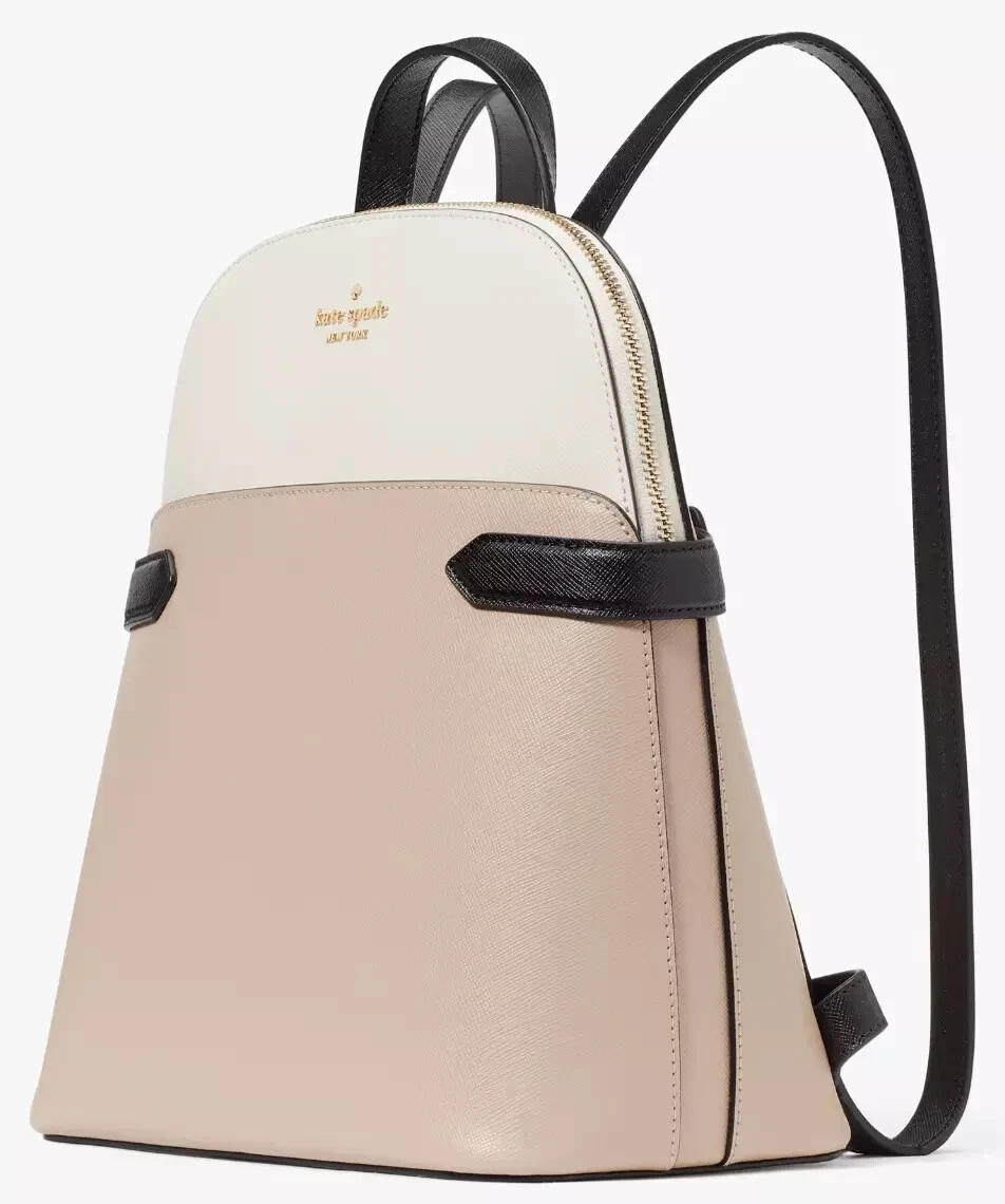 Kate Spade Beige and Cream Women\'s Backpack purse Kate Spade Leila Medium Colorblock Dome Backpack in Warm  main image 4