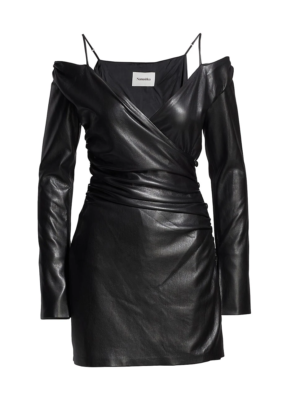 nanushka black leather dress Nanushka Women's Ernie Vegan Leather Dress - Black