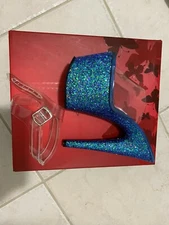 Pleaser ADORE-701LG Clr/ Blue Holo Glitter; Size 5