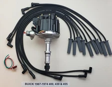 BUICK 67-76 400 430 455 BIG BLOCK HEI DISTRIBUTOR + 8.5mm BLACK Spark Plug Wires