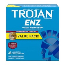 Trojan Enz Armor Spermicidal Condoms 36 Count Box Premium Latex Safety