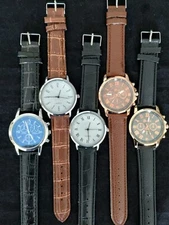 Set of 5 NEW Men's Watches. SHIPS FROM U.S. 5 FREE SPARE BATTERIES lot  8525CC