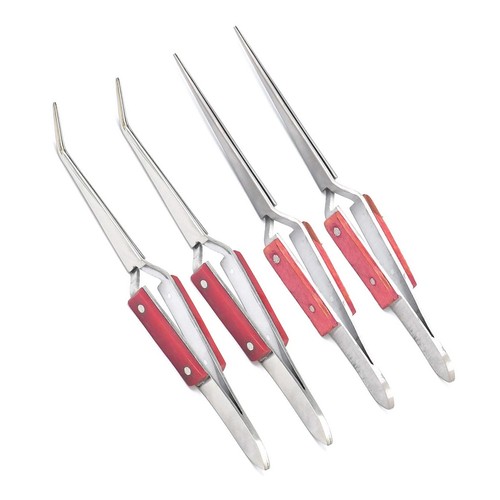 4 Pcs Fiber Grip Tweezers Cross Locking 6-1/2" Bent Tip Jewelry & Soldering Tool - Picture 3 of 3
