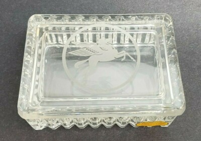 Gorham Crystal Trinket Box Lid Pegasus Etched 24% Pbo