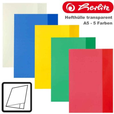 Herlitz Hefthülle transparent A5 Heftschoner Hefteinband Buchschoner Buchhülle