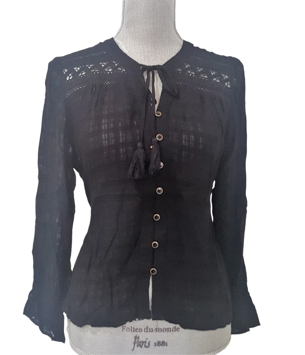 AMERICAN RAG CIE JUNIORS BLACK BLOUSE TOP SIZE SMALL NWT MSRP $49.50