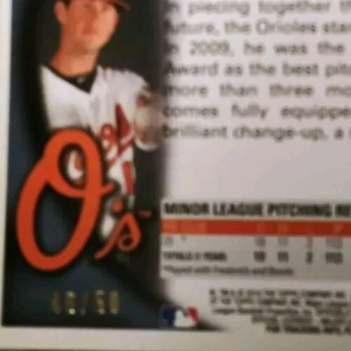 Brian Matusz Topps 2010 cromo dorado refractor automático radiocontrol/50 Foto 2 de 2