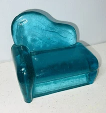 Heavy Glass Aqua Blue Chaise Mid Century Modern RARE ML28E