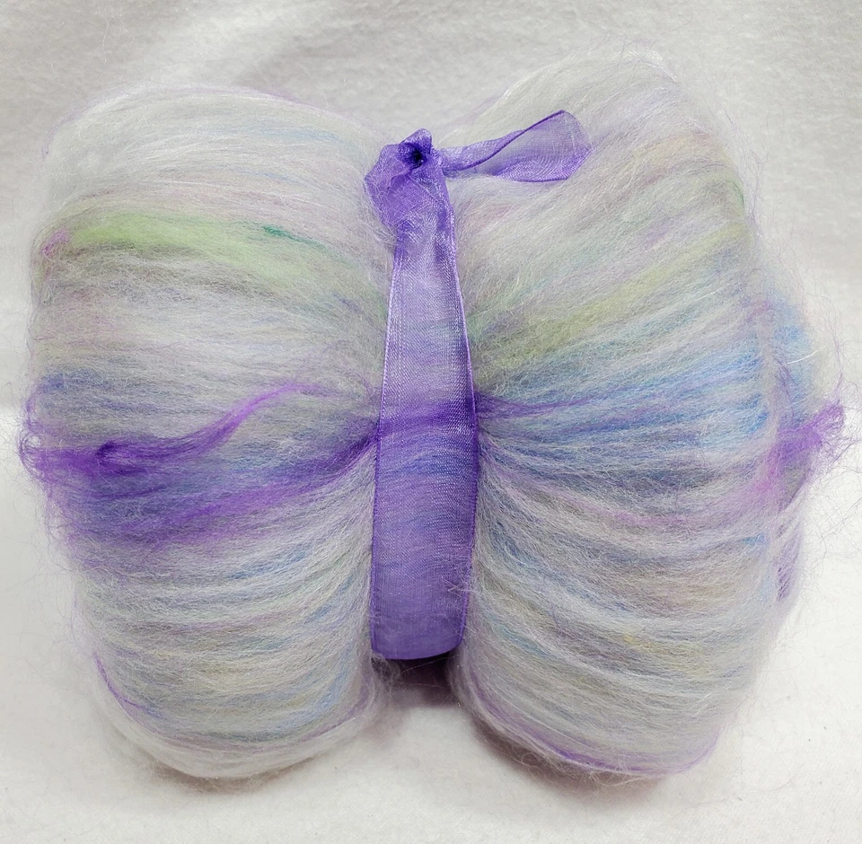 Carded Art Batt 1.5 Oz Merino Top Wool Hand Dye Alpaca Silk Fiber Lavender Green - Image 3 of 4
