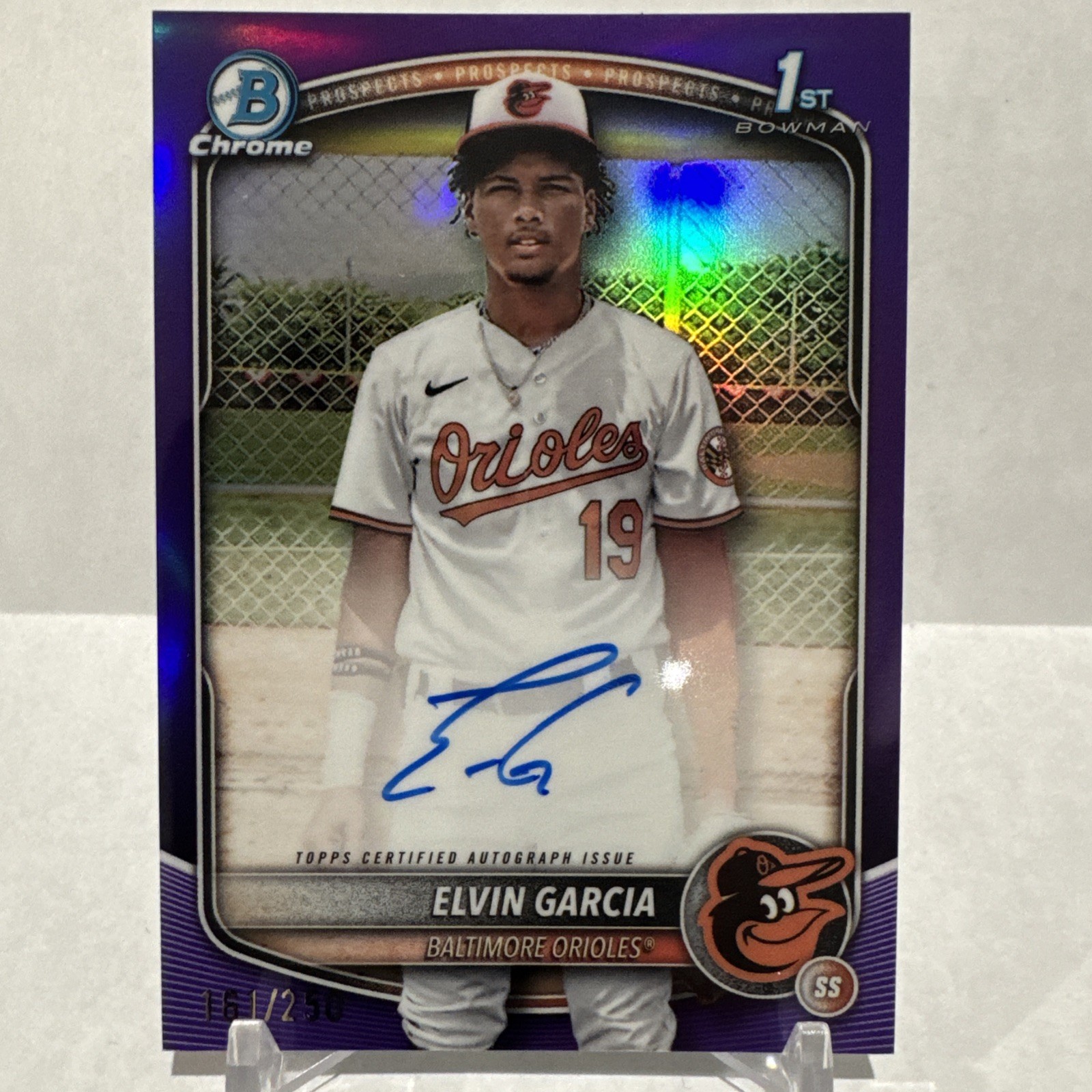 2025 Bowman Chrome 1st Bowman Autographs Elvin Garcia Purple Refractor /250