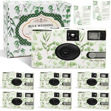 6 Pack Disposable Cameras for Wedding Bulk, Watercolor Eucalyptus Single-Use ...