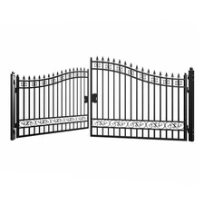 12FT Dual Swing Gates with posts for Driveway Steel Swing Driveway Gates