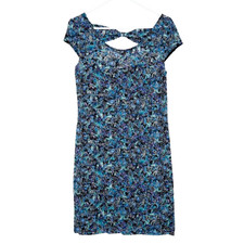 Free People "Everything Nice" Blue Lace Cap-Sleeve Lined Bodycon Mini Dress - S