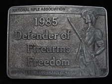PK03117 VINTAGE 1985 NATIONAL RIFLE ASSOC. DEFENDER OF FIREARMS FREEDOM BUCKLE