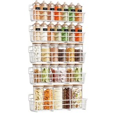 5 PCS Spice Rack Seasoning Organizer Wall Mount Adhesive Hanging Shelf White