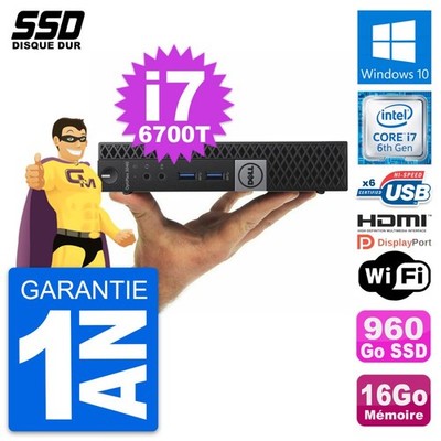 Mini PC DELL 3040 Micro Intel i7-6700T RAM 16Go SSD 960Go HDMI Windows 10 Wifi