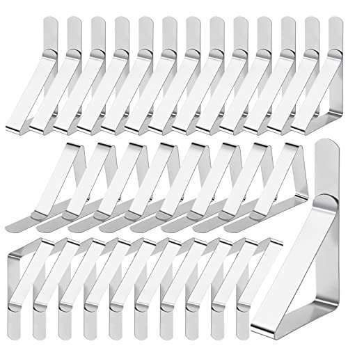 Table Cloth Clips, 30 Pieces Stainless Steel Table Cover Clamps for Indoor &