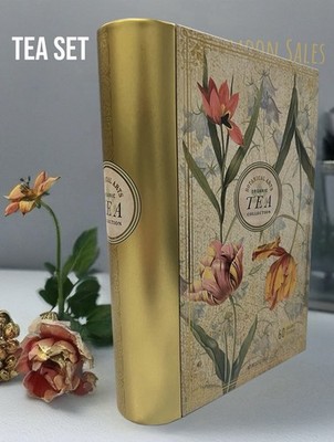 Botanical Arts Tea Book Tin | 6 Organic Tea Flavors | 60 Bags Collectible Gift