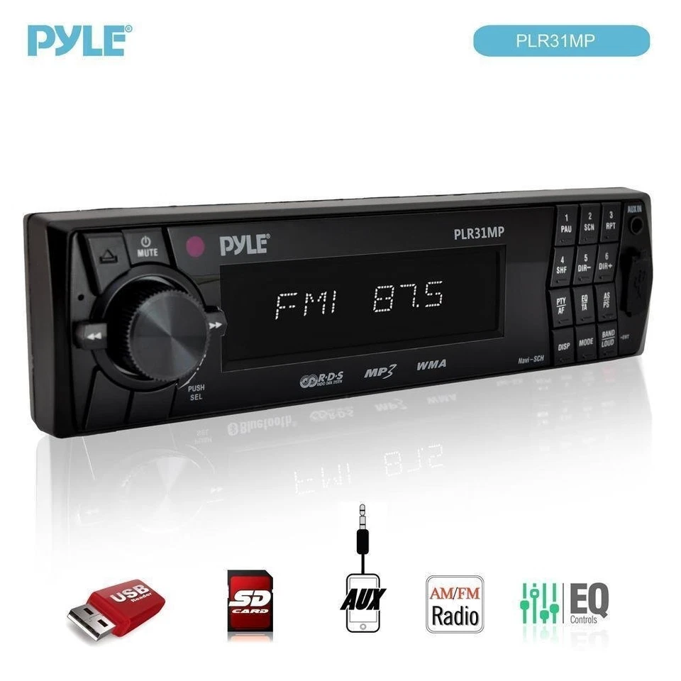 Pyle In-Dash Am/FMpx PLL Tuning Car Radio W Detachable Face Panel New PLR31MP - Image 2 of 4