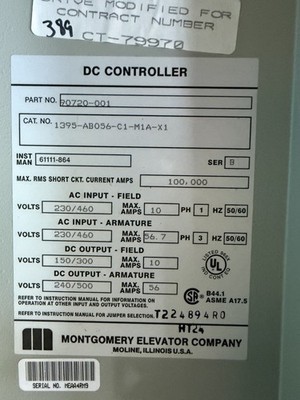 Montgomery Elevator DC controller 90720-001