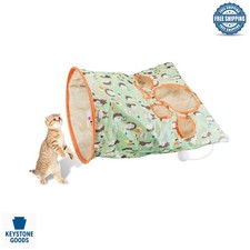 Foldable Indoor Cat Tunnel with Toys Hideouts