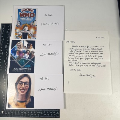 Nina Metivier Schriftsteller Dr Who Nikola Tesla Terror 3x Autogramm signed Foto + ALS